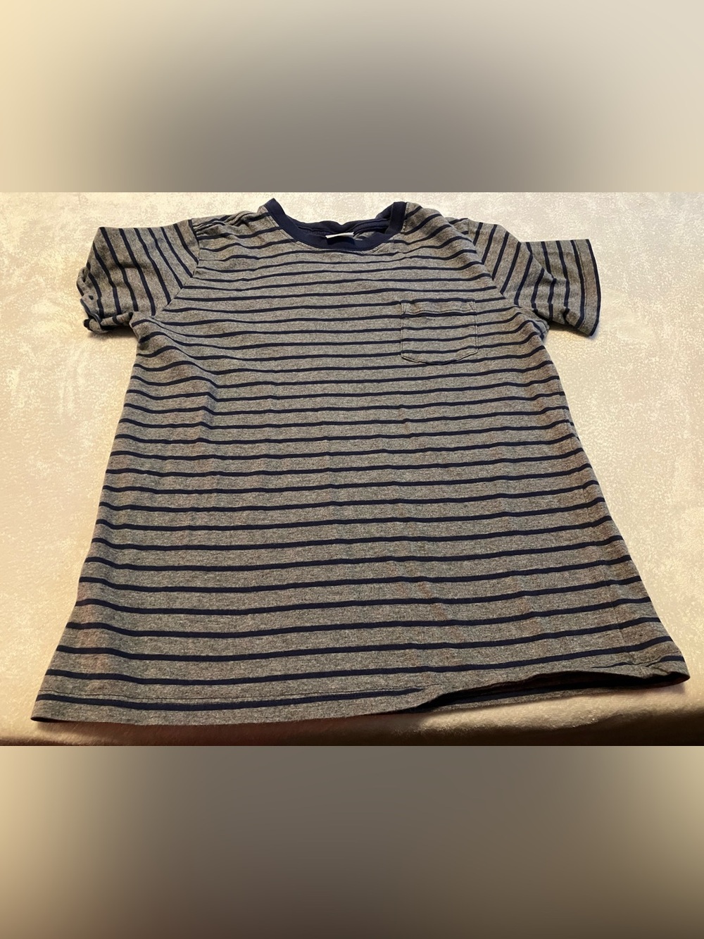 Hanna Andersson Short Sleeve Striped Tee - Navy & Gray